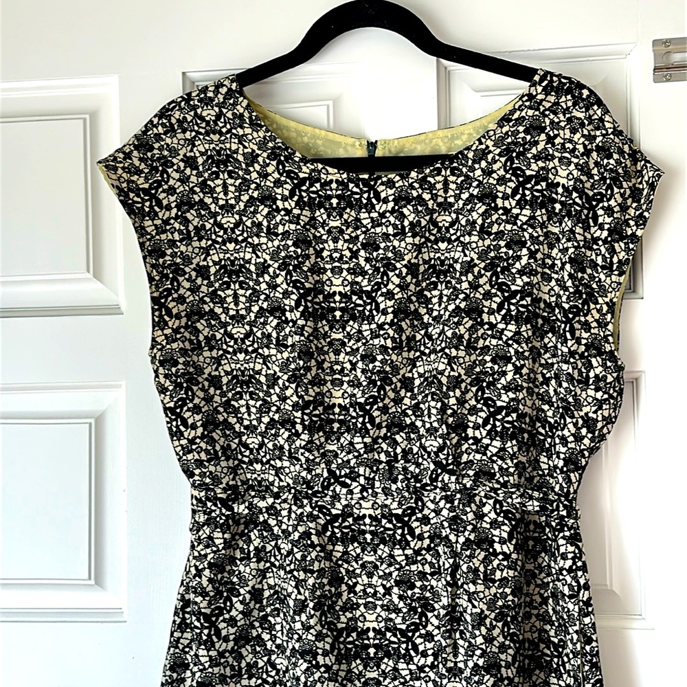 Black And White Floral Dress With Tie-back